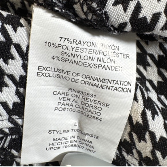 Jolt Houndstooth Pencil Skirt‎ Black White Classic Knee Length Women's Size L - Picture 5 of 7